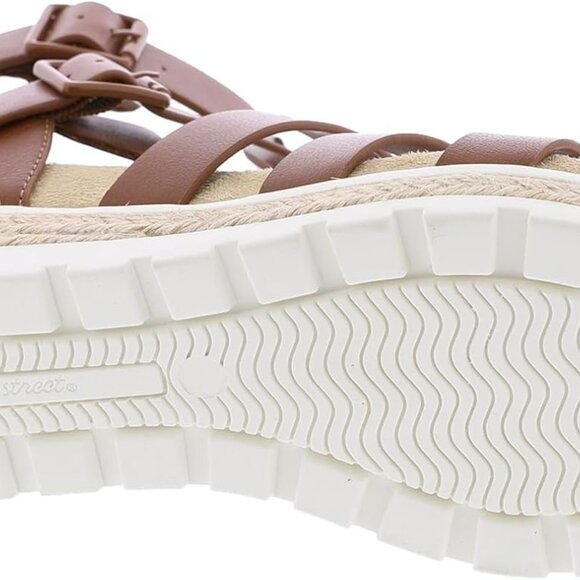 Women's Wedge Sandals Faux Leather 8, Gladiator Style, Espadrille Platform - Picture 3 of 6